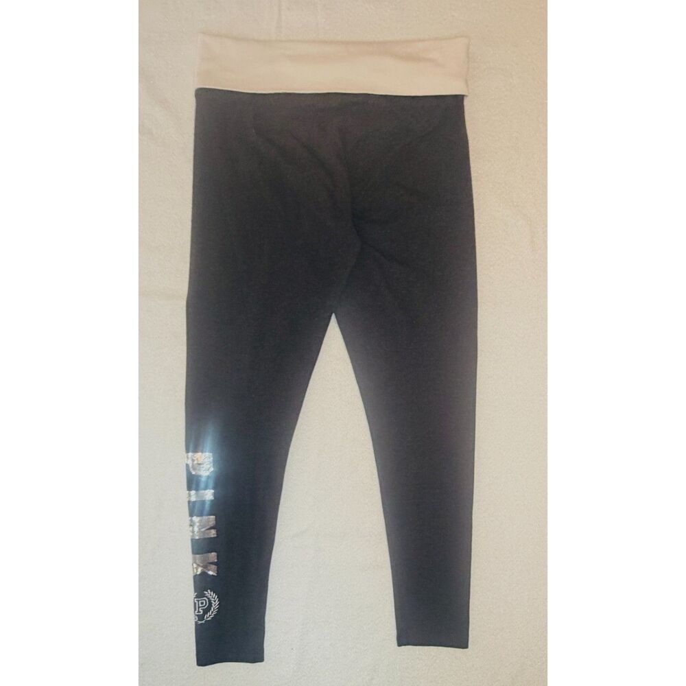 PINK Victoria's Secret fold-over yoga leggings in charcoal grey. Size medium